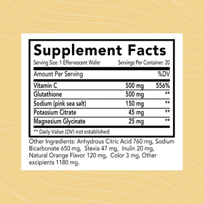 Optimal Health Systems Essential Glutathione – Master Antioxidant with Vitamin C & Electrolytes – Tri-peptide Glutathione Supplement – 20 Wafers