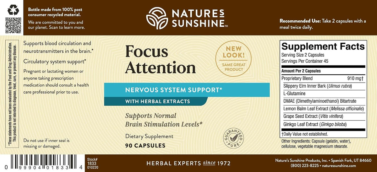 Nature's Sunshine Focus Attention, 90 Capsules - görsel 4