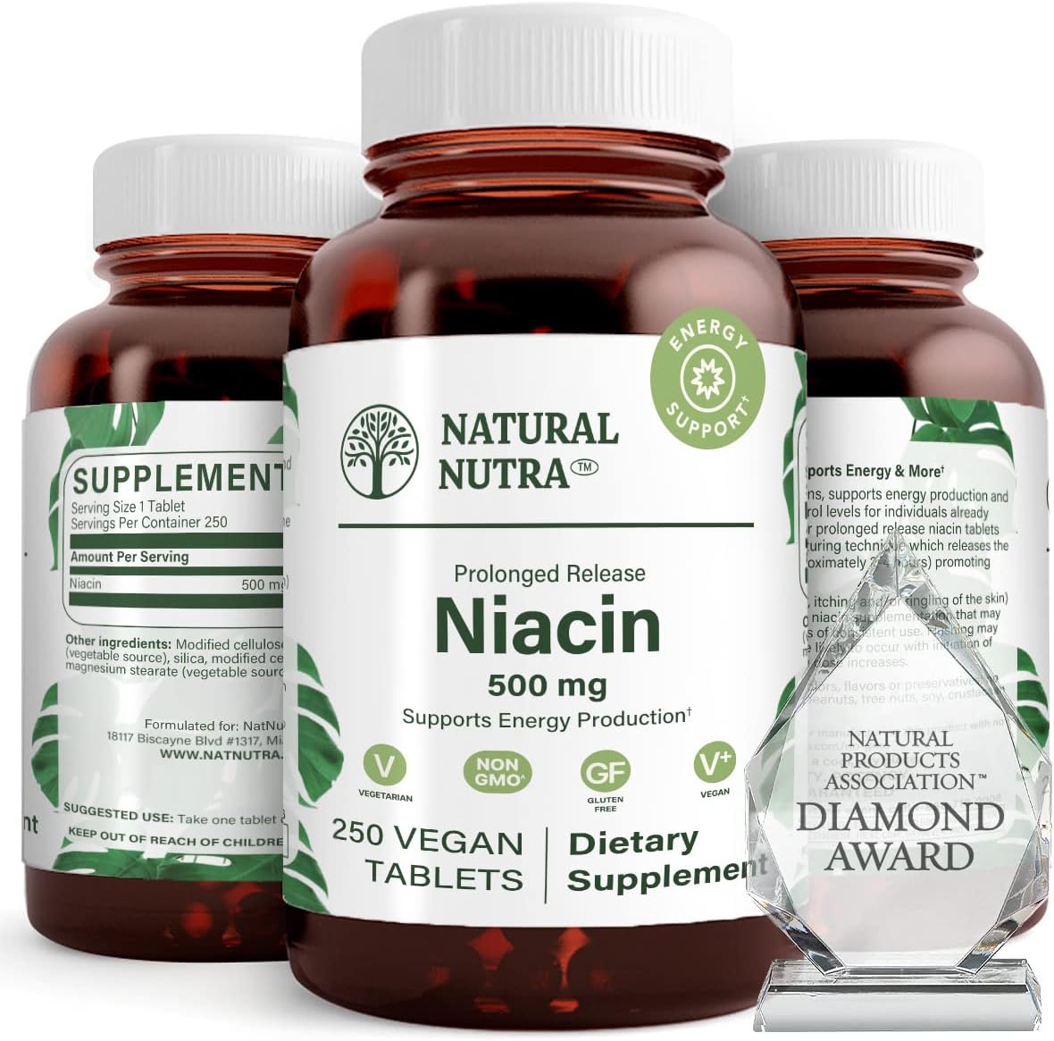 Natural Nutra Time-Release Slow Niacin 500mg (Vitamin B3) - 100 Vegan Tablets - görsel 7