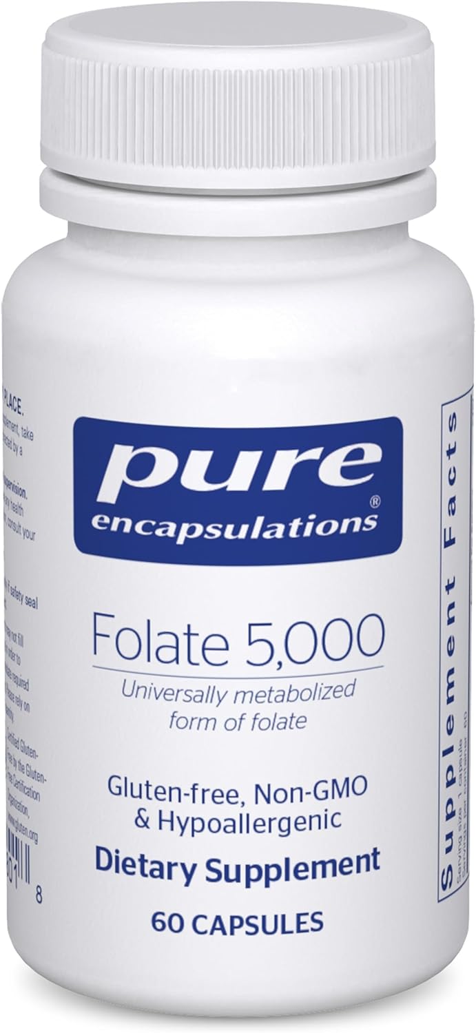Pure Encapsulations – Folate 5,000 – Activated Vitamin B9 (as Metafolin® 5-MTHF) – 60 Capsules - görsel 1