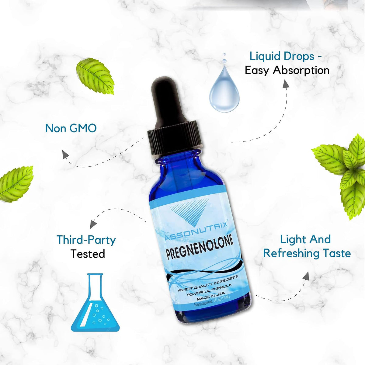 Pregnenolone Supplement 100mg, 120ml Liquid (200 Servings) – Made in the USA - görsel 6