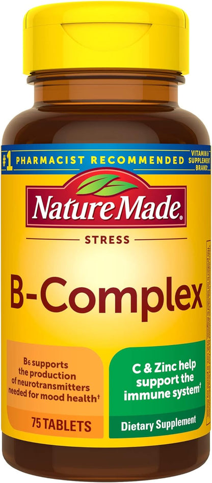 Nature Made Stress B-Complex with Vitamin C and Zinc, 75 Tablets (Pack of 6)