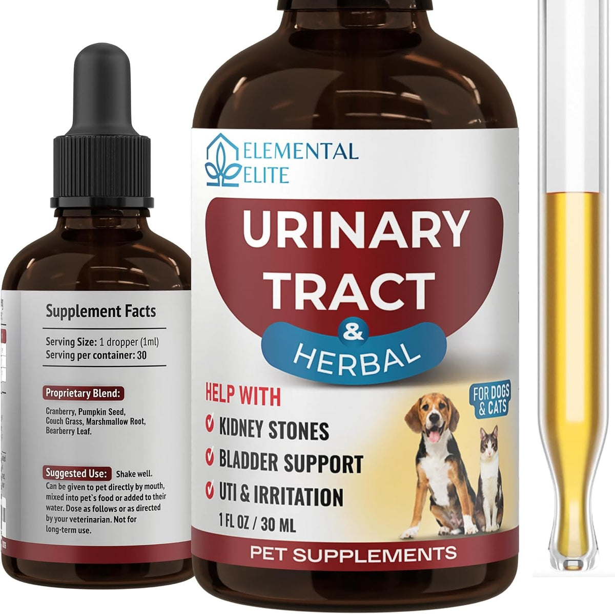 EDUZEBRA Urinary Tract Health Treatment for Dogs & Cats – Natural Herbal UTI Support Drops with Cranberry Extract - görsel 1