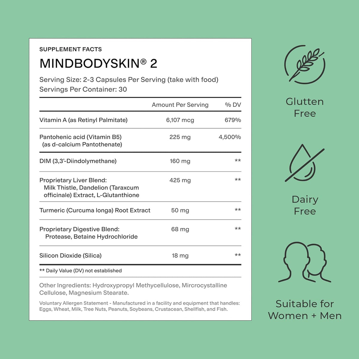 CLEARSTEM - MINDBODYSKIN Hormonal Acne Supplement (No 5-HTP) - Natural DIM Supplement - Skin care Vitamins - Hormone Balance, Antioxidants - Gluten-Free, Cruelty-Free - 30 Servings, 90 Capsules - görsel 10