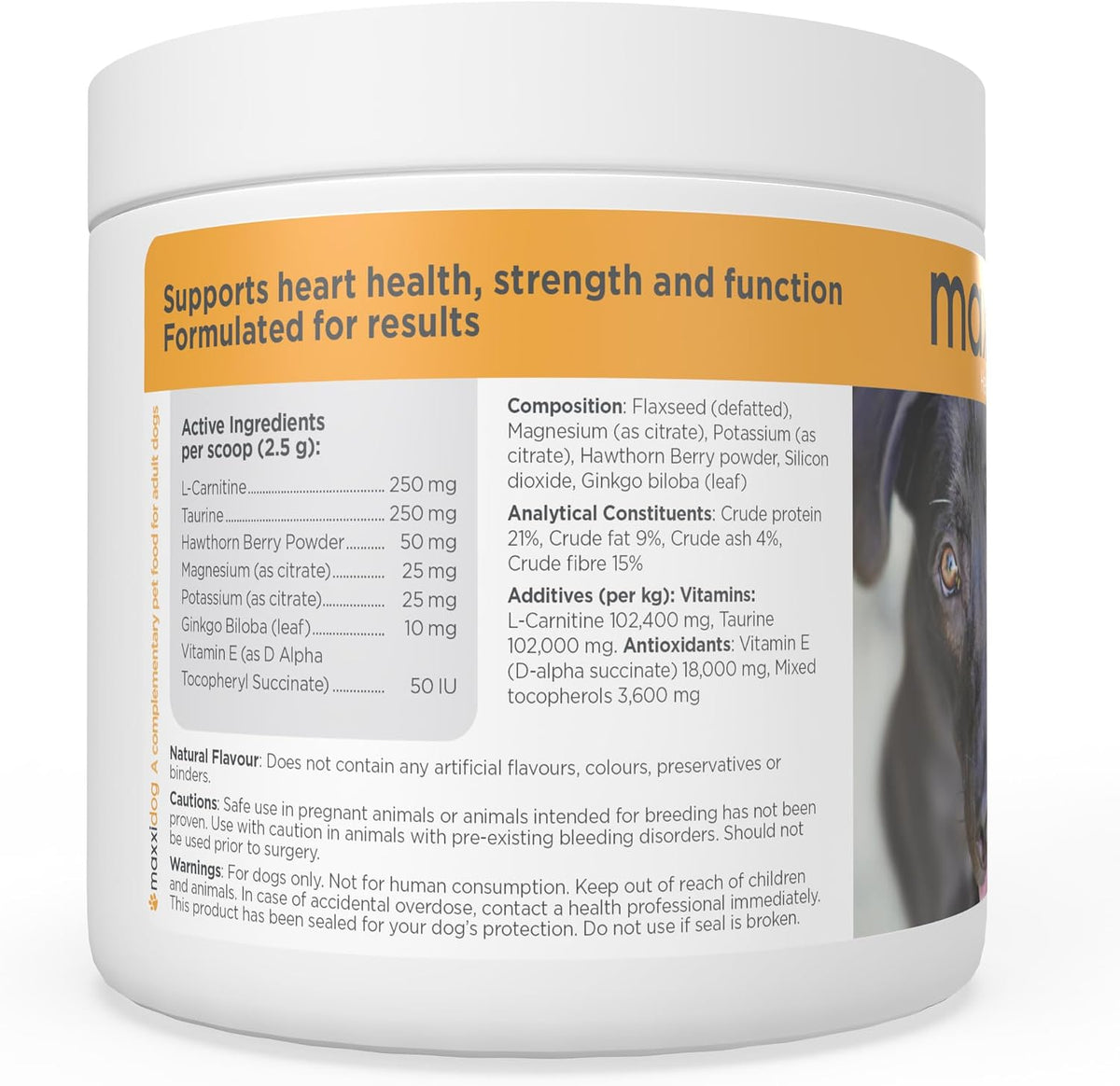 maxxicardio Heart Support for Dogs (Small Size) – Taurine + L-Carnitine + Hawthorn + Ginkgo – Helps Support Circulation, Energy & Stamina – Easy Mix Powder – Made in USA – 90g - görsel 8