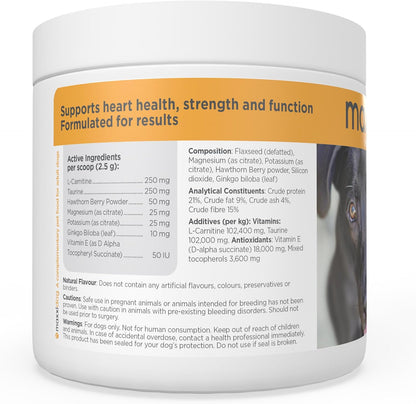 maxxicardio Heart Support for Dogs (Small Size) – Taurine + L-Carnitine + Hawthorn + Ginkgo – Helps Support Circulation, Energy & Stamina – Easy Mix Powder – Made in USA – 90g