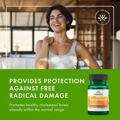 Swanson Deltagold Tocotrienols - Annatto & Vitamin E Tocotrienols - 99% Tocopherol-Free (60 Softgels, 50mg Each)