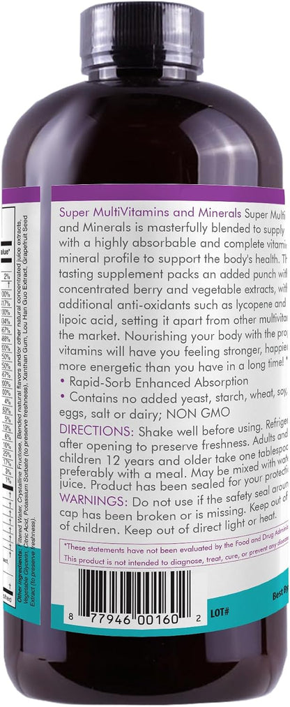 Life Solutions Super Multivitamins and Minerals - High Potency Liquid Vitamins, 946 ml
