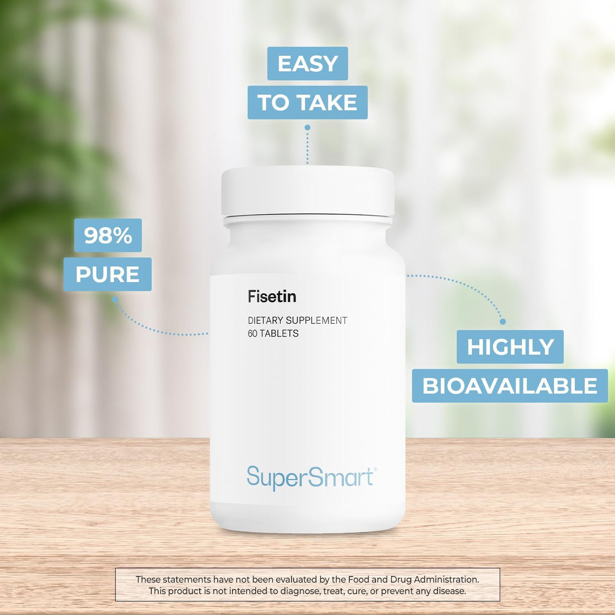 Supersmart Fisetin 500mg per Day – 98% Pure – 60 Tablets - görsel 3