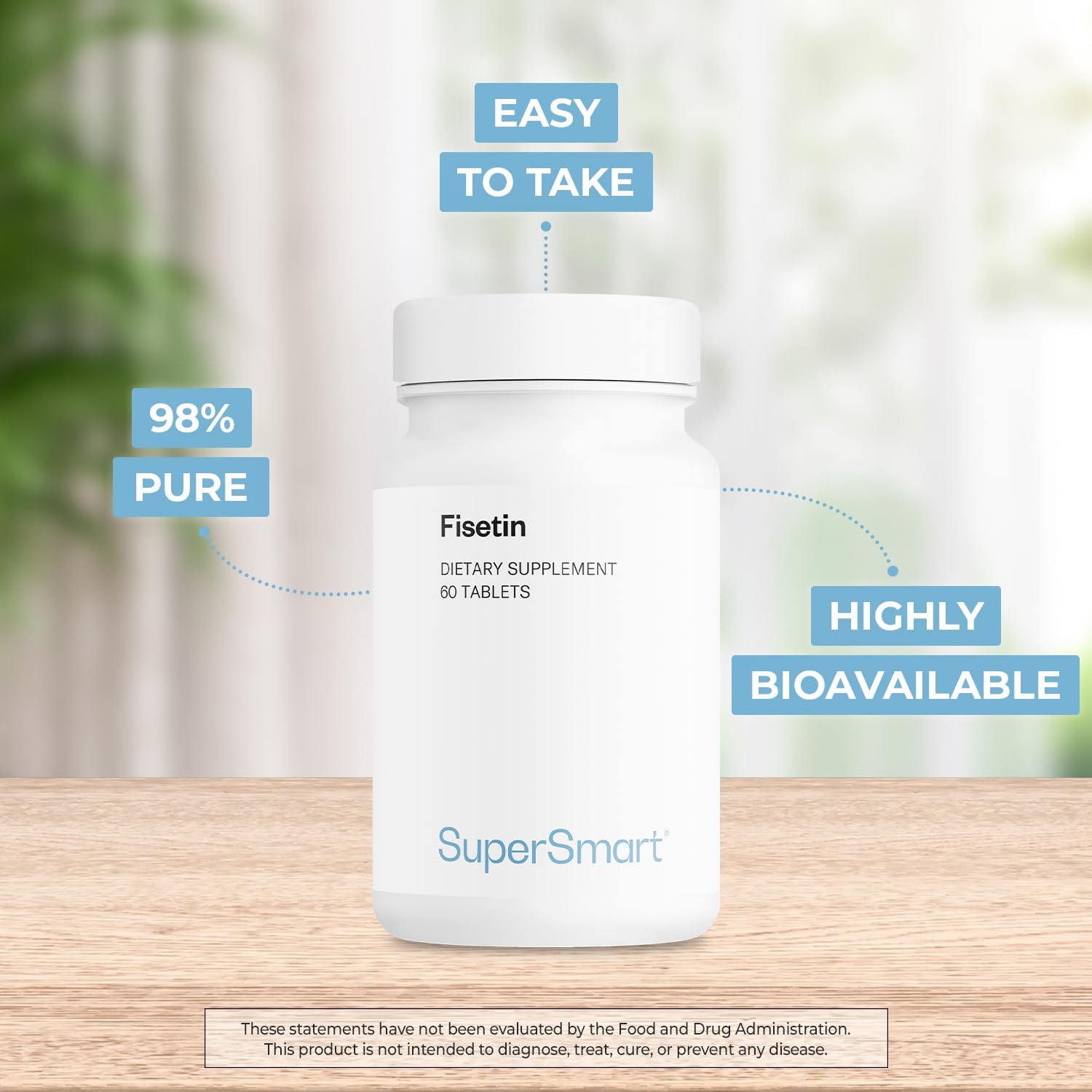 Supersmart Fisetin 500mg per Day – 98% Pure – 60 Tablets - görsel 3