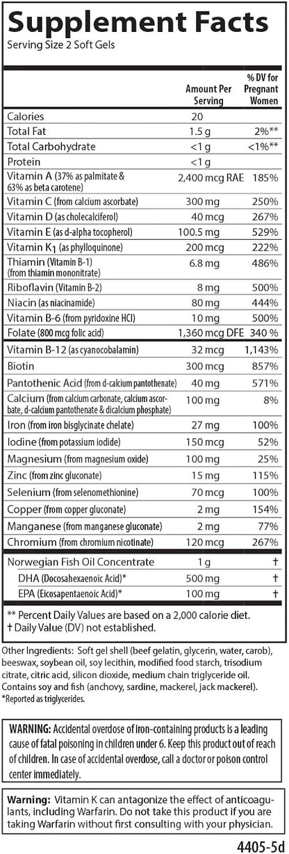 Carlson Labs Prenatal Multivitamin Tablets with DHA, 120 Count