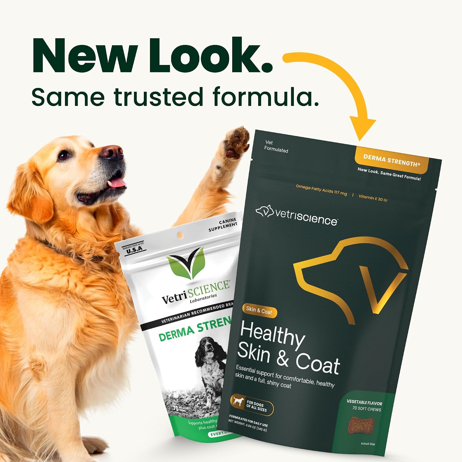 VetriScience Derma Strength Omega-3 Salmon Oil Skin & Coat Chews for Dogs, 70 Count - görsel 2