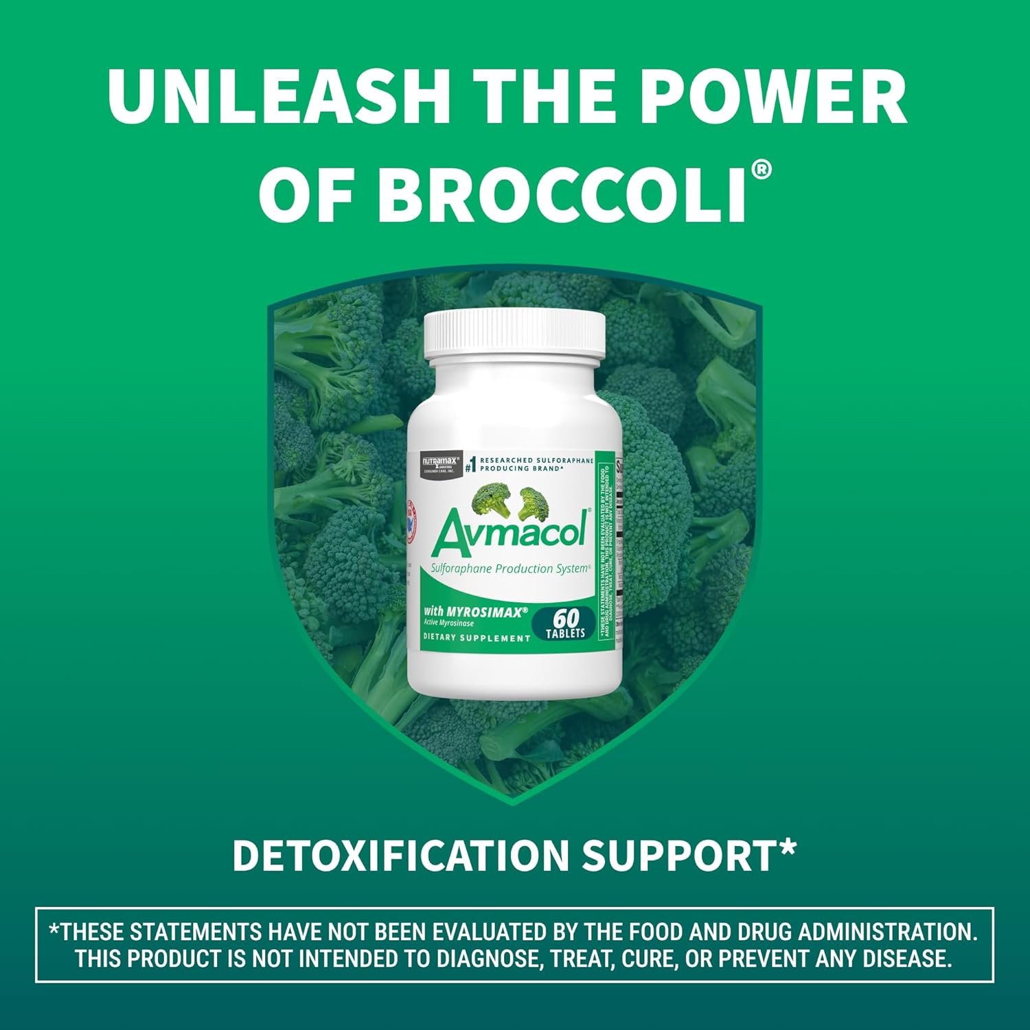 Nutramax Laboratories Avmacol #1 Researched Sulforaphane-Producing Brand for Detoxification with Glucoraphanin and Active Myrosinase, Adults and Children, 60 Tablets - görsel 4