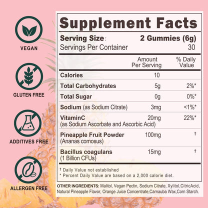 Premium Feminine Balance Gummies - Women's pH Balance & Vaginal Probiotics Support with Immune Support - Vegan, Gluten-free - Hawaiian Pineapple Flavour (60 Count)