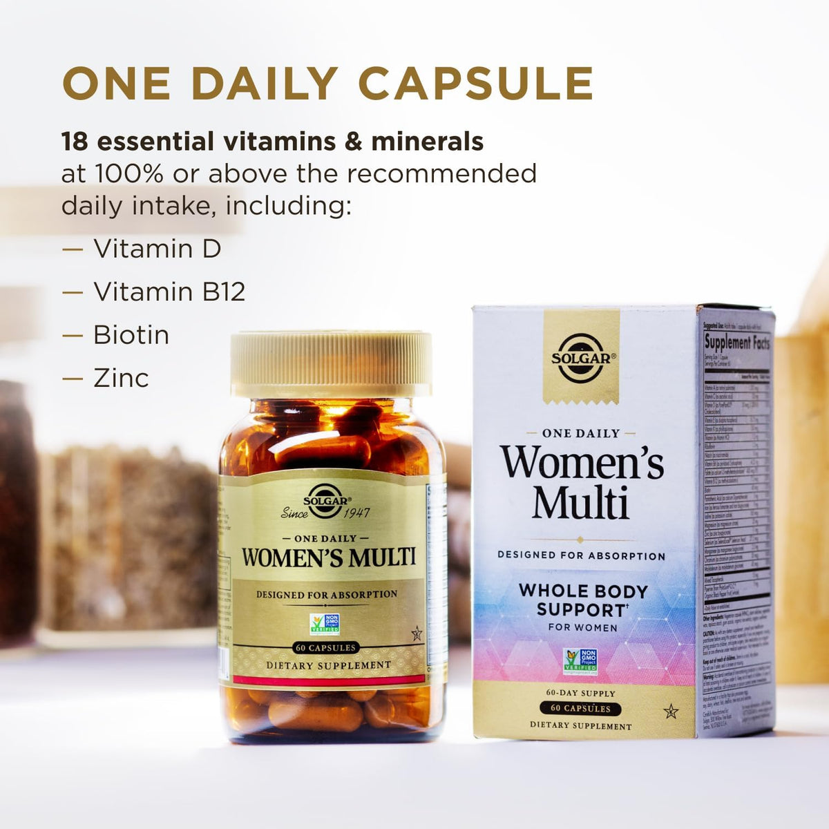 Solgar One Daily Women's Multi - Whole Body Support, 60 Vegan Capsules - görsel 3