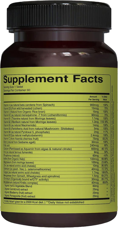 Pure Nutrition Whole Food Multivitamin for Women | 60 Tablets | One-A-Day | 100% NRV | 24 Natural Vitamins and Minerals