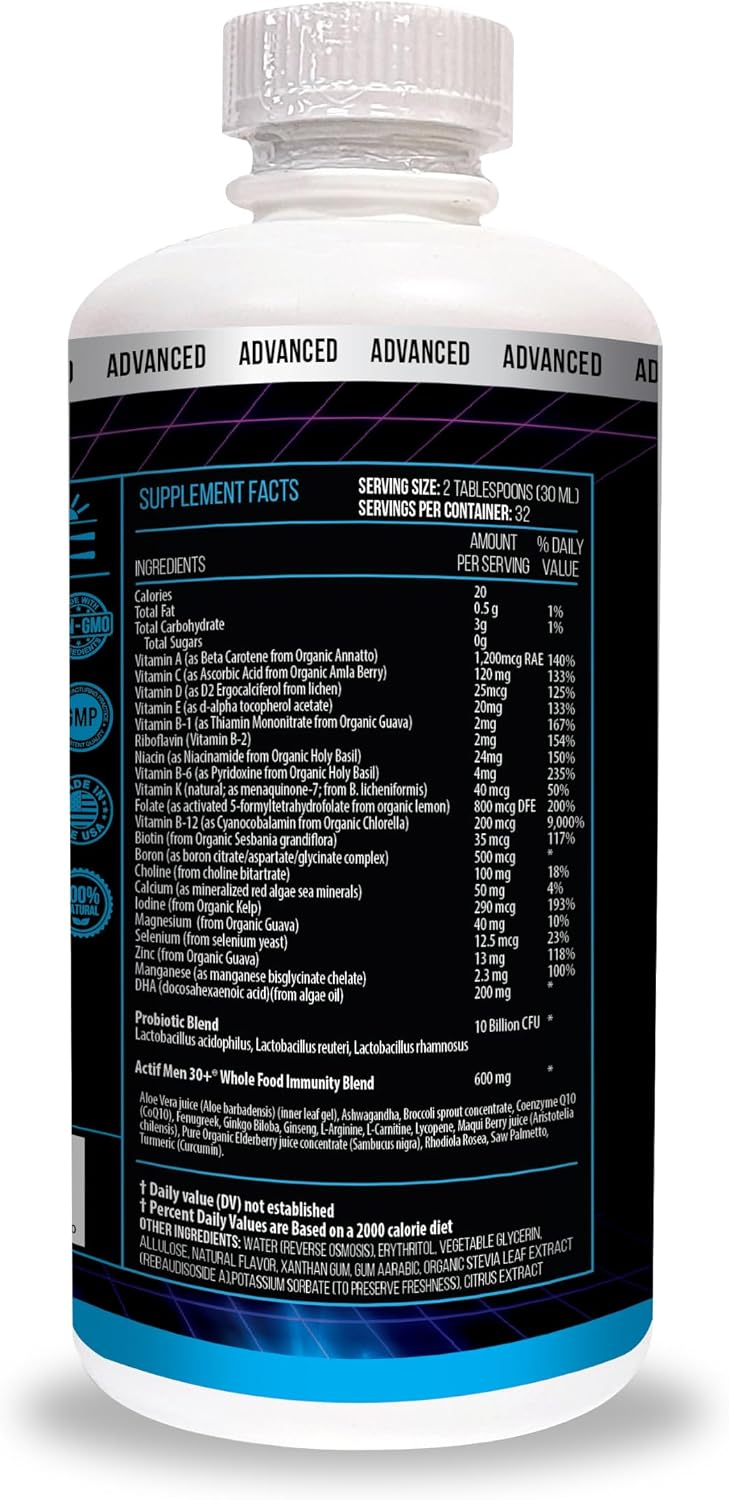 ACTIF Liquid Daily Multivitamin for Men Age 30+ with 40 Advanced Factors, Non-GMO, 946ml - görsel 3