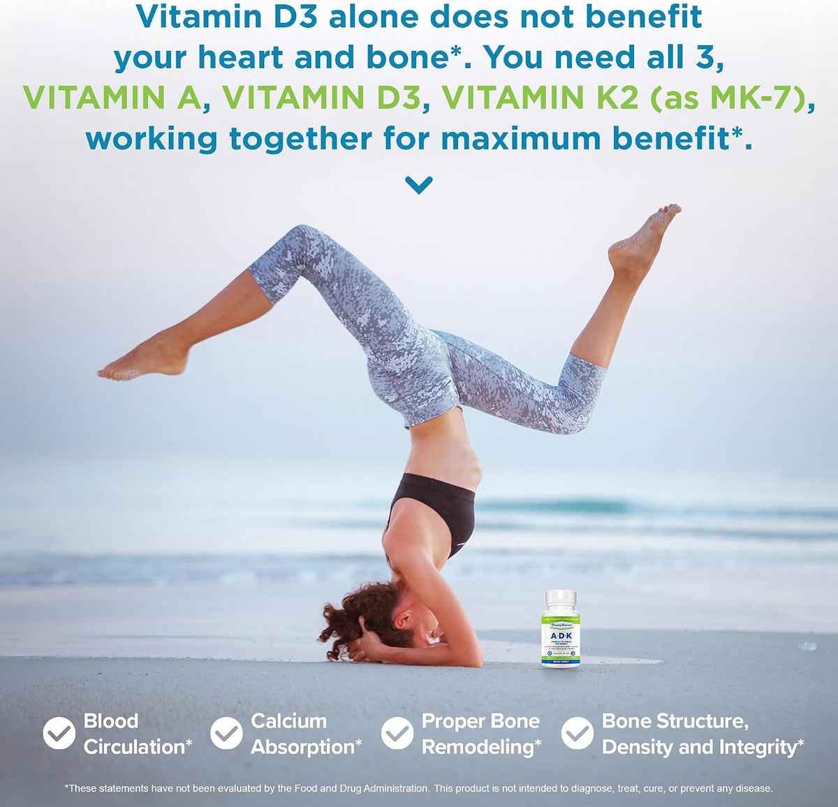 Power By Naturals ADK Vitamin Supplement – Vitamins A, D3 & K2 MK-7 for Bone Health & Calcium Absorption – 120 Capsules (Pack of 2) - görsel 6
