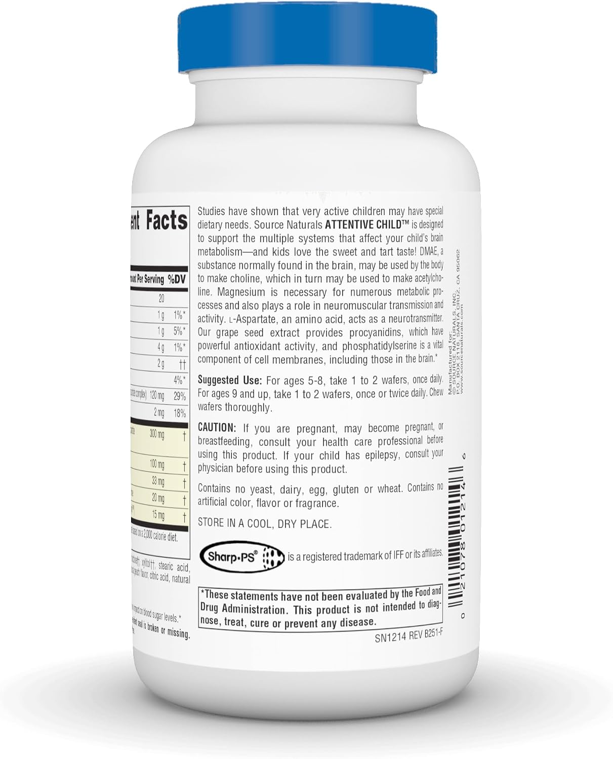 Source Naturals Attentive Child - Cognitive Support for Active Children - 60 Chewable Wafers - görsel 4