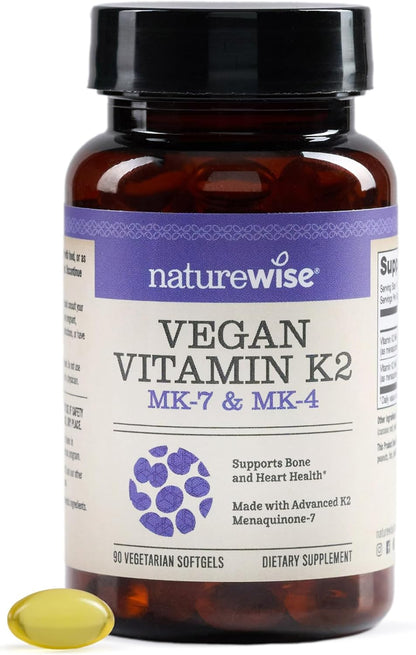 NatureWise Vitamin K2 600mcg Food Supplement with MK-7 and MK-4 - 90 Softgels – Image 1