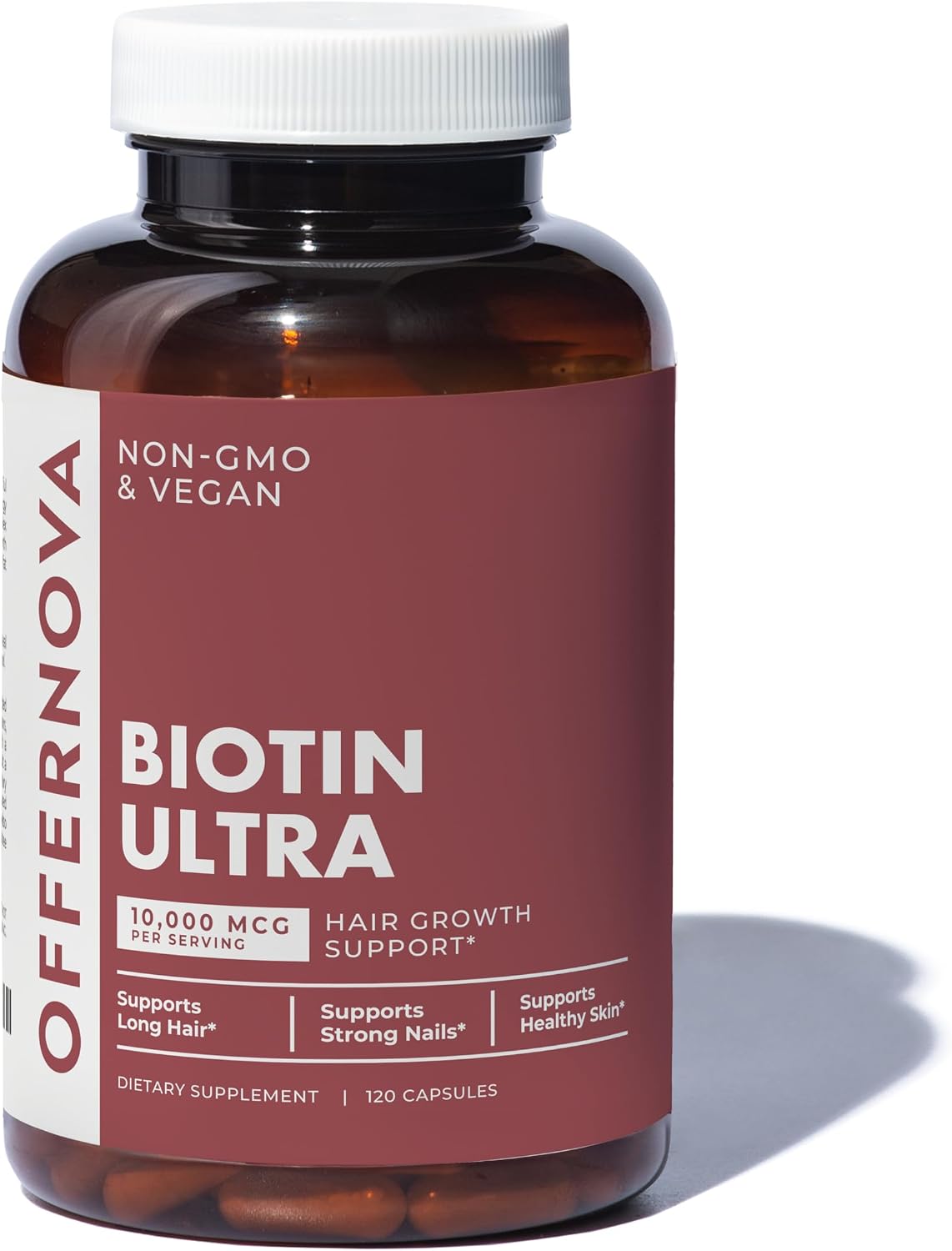 Offernova Biotin Ultra – High Potency Biotin 10,000 mcg for Hair, Skin and Nails – 120 Tablets - görsel 1