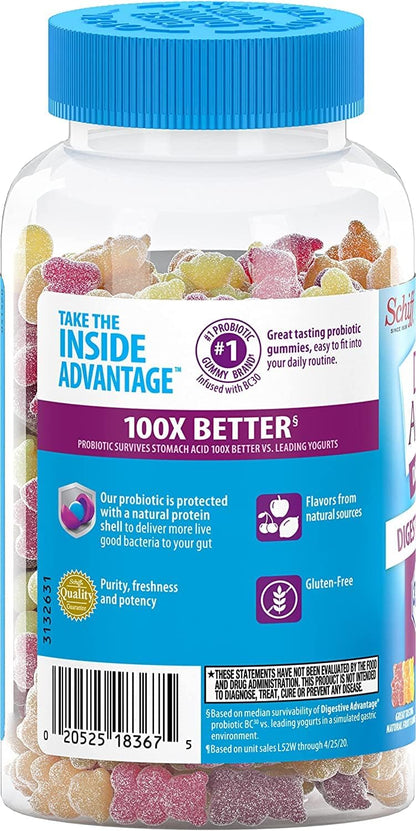 Schiff Sustenex Probiotic Gummies Assorted Fruit Flavours - 60 Gummies