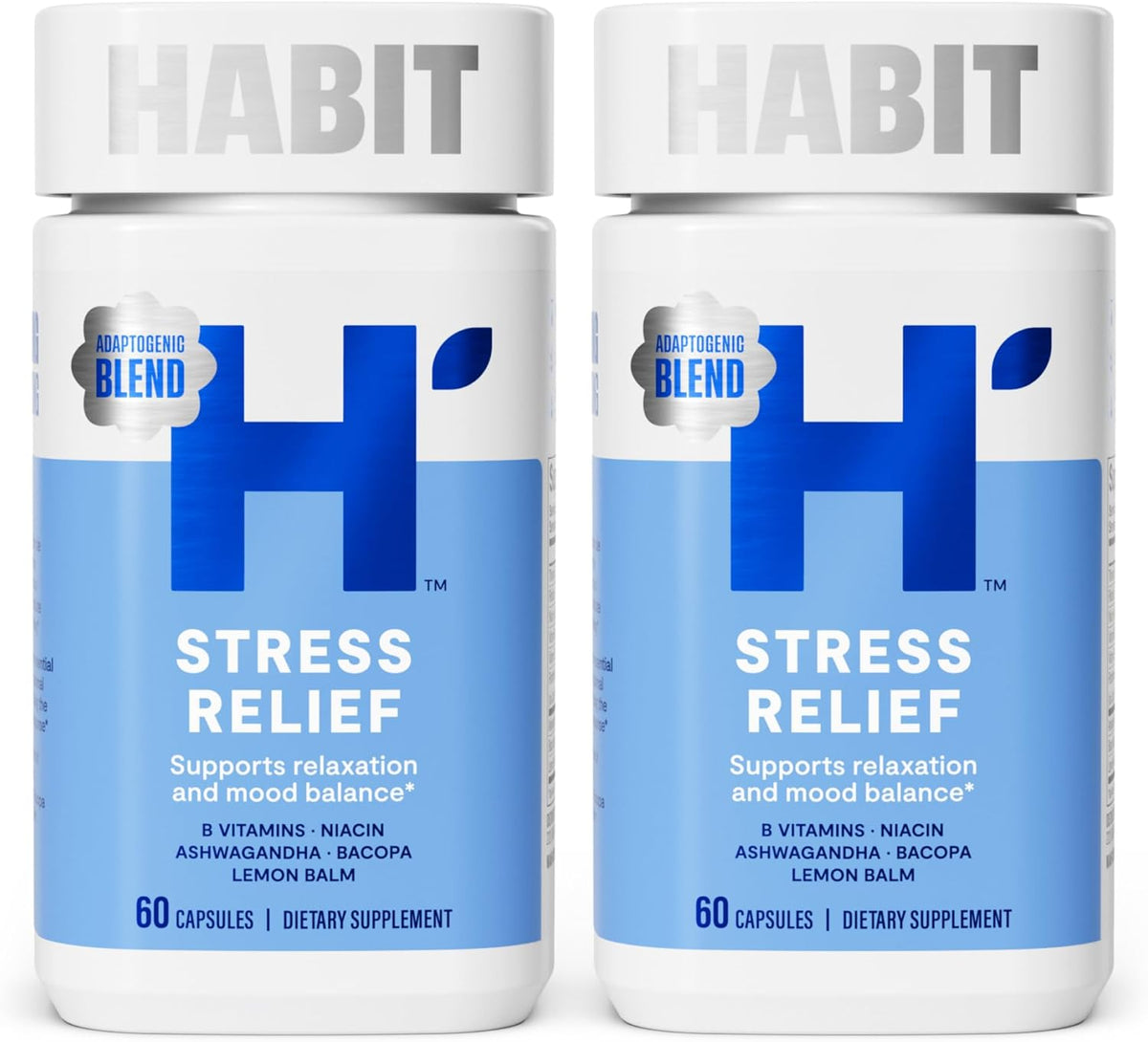 Habit Stress Relief Food Supplement 2 Pack (120 Capsules) - Supports Relaxation & Mood Balance - görsel 1