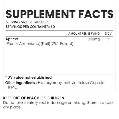 AMALTH Apricot Extract Supplement Capsules (25:1) - 120 Vegetarian Capsules