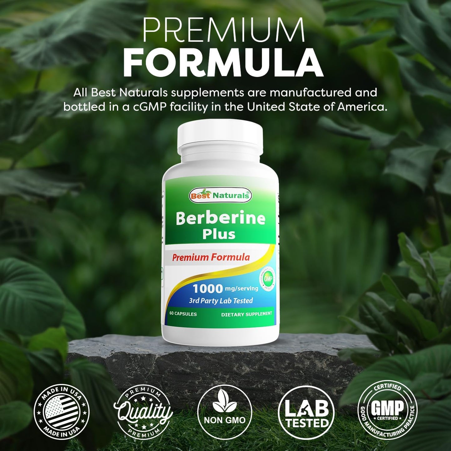 Best Naturals Berberine Plus – 1000mg Berberine HCl, 120mg Vitamin C, 30mg Zinc Gluconate – 60 Capsules - görsel 5