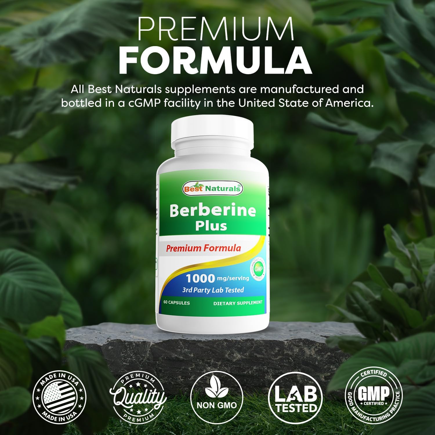 Best Naturals Berberine Plus – 1000mg Berberine HCl, 120mg Vitamin C, 30mg Zinc Gluconate – 60 Capsules - görsel 5