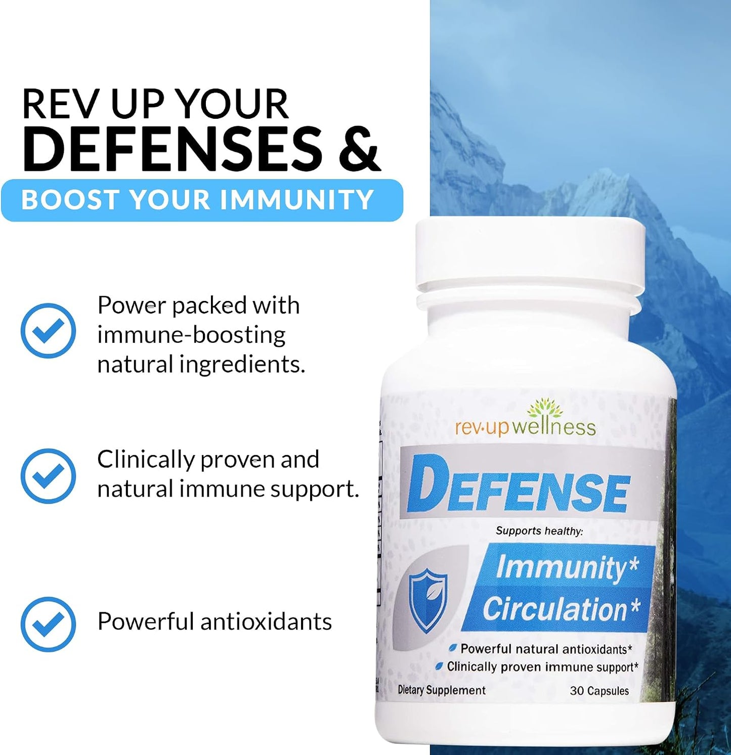 Rev Up Wellness Defence - Daily Immune Support Supplement with Wellmune Beta Glucan, Vitamin D3, Zinc, and Antioxidants, 30 Capsules - görsel 2