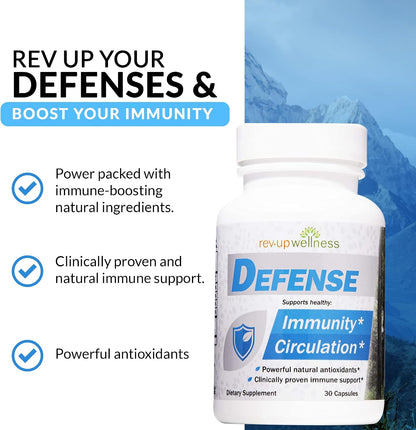 Rev Up Wellness Defence - Daily Immune Support Supplement with Wellmune Beta Glucan, Vitamin D3, Zinc, and Antioxidants, 30 Capsules