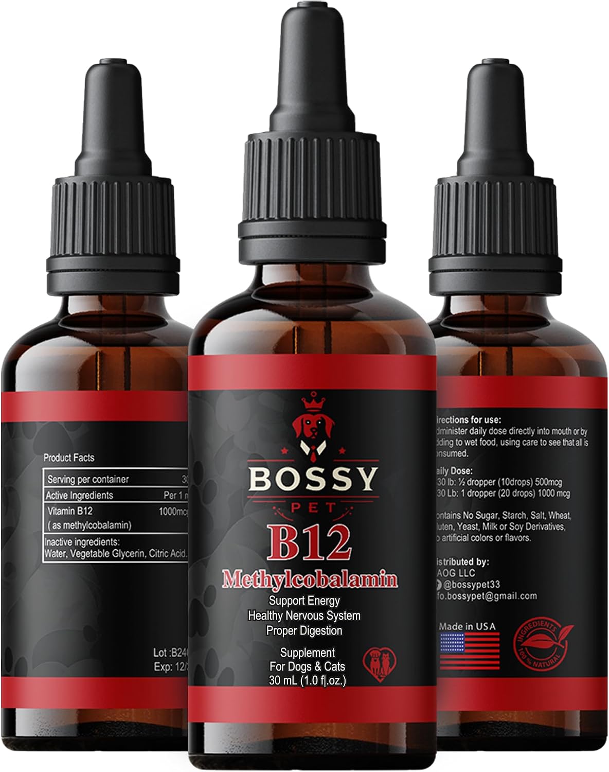 Bossy Pet Vitamin B12 Liquid Supplement for Dogs & Cats – Vet-Formulated Methylcobalamin Drops - görsel 2