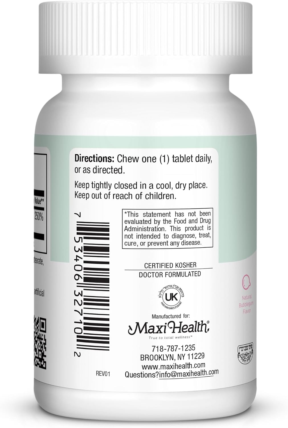 Maxi Health Chewable Vitamin D3 2000 IU Supplement - Delicious Natural Bubble Gum Flavour - Supports Normal Calcium Absorption, Immune Function and Bone Health - görsel 3