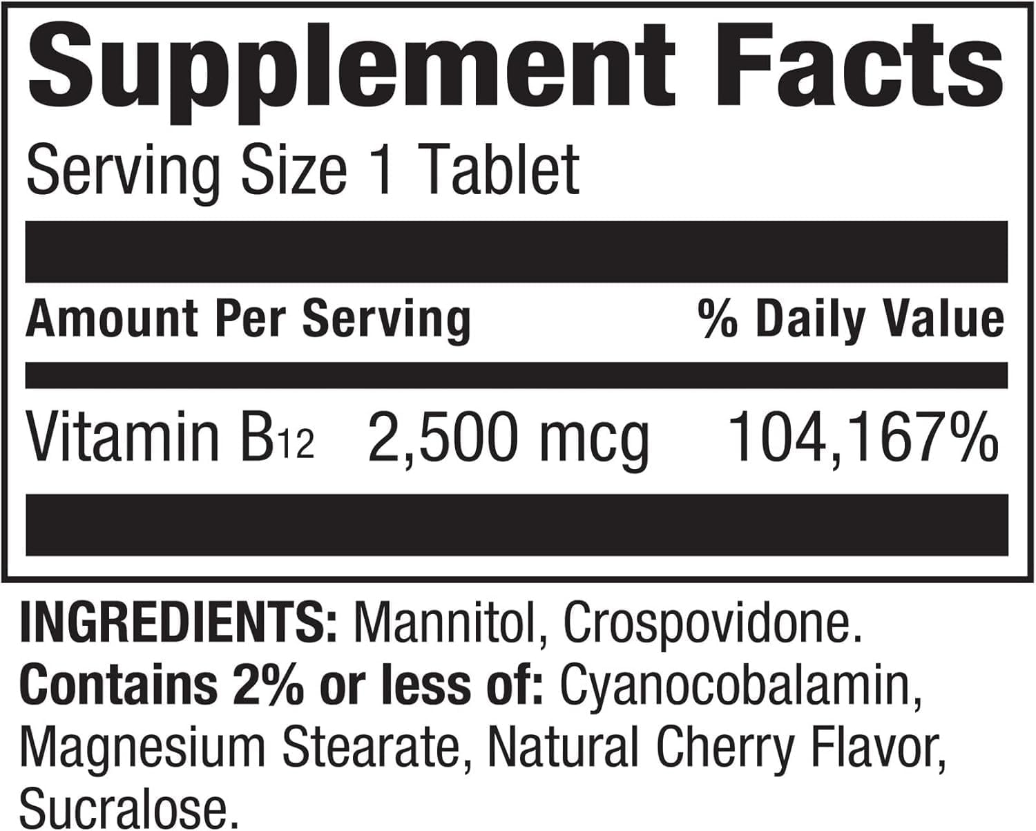 Spring Valley Vitamin B12 2500 mcg Quick-Dissolve Tablets - 120 Tablets (Vegan, Cherry Flavour) - görsel 3