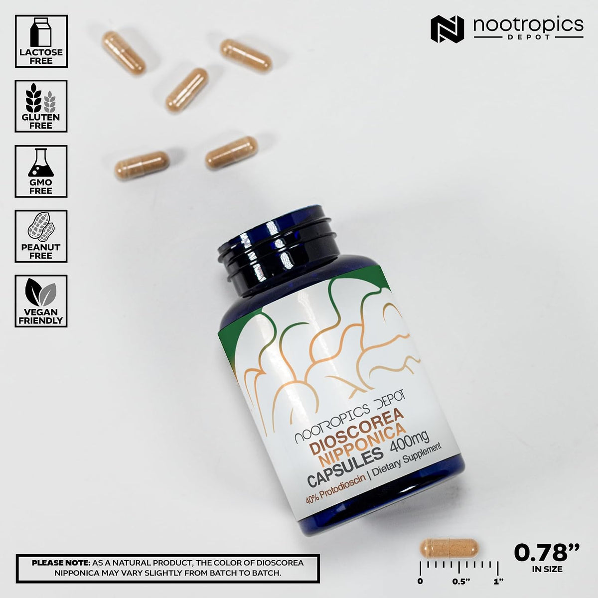 Nootropics Depot Dioscorea nipponica Capsules | 400mg | 40% Protodioscin | Wild Yam | 60 Capsules - görsel 3