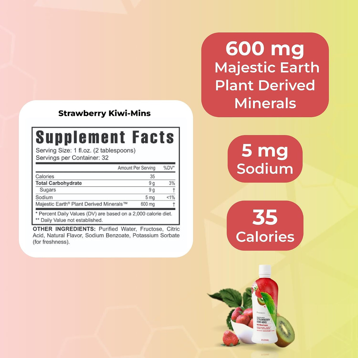 Youngevity Strawberry Kiwi-Mins Plant-Derived Multi-Mineral Complex, 946 ml - görsel 3