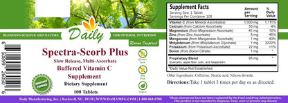 Daily Manufacturing Spectra-Scorb Plus Slow-Release Mineral Ascorbate Vitamin C, 120 Tablets