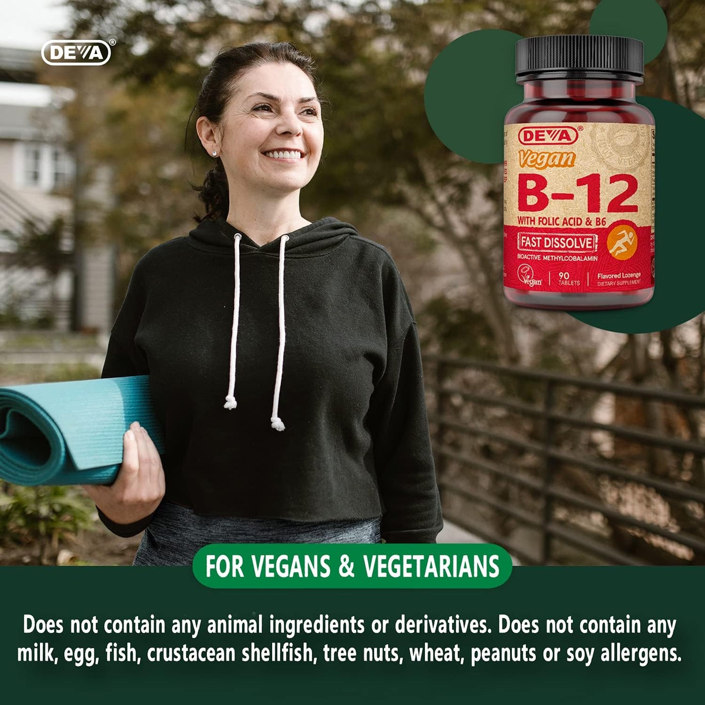 Deva Vegan Vitamin B12 Fast Dissolve Supplement – 1000 mcg Methylcobalamin with B6 & Folic Acid – Lemon Flavour – 90 Lozenges - görsel 6