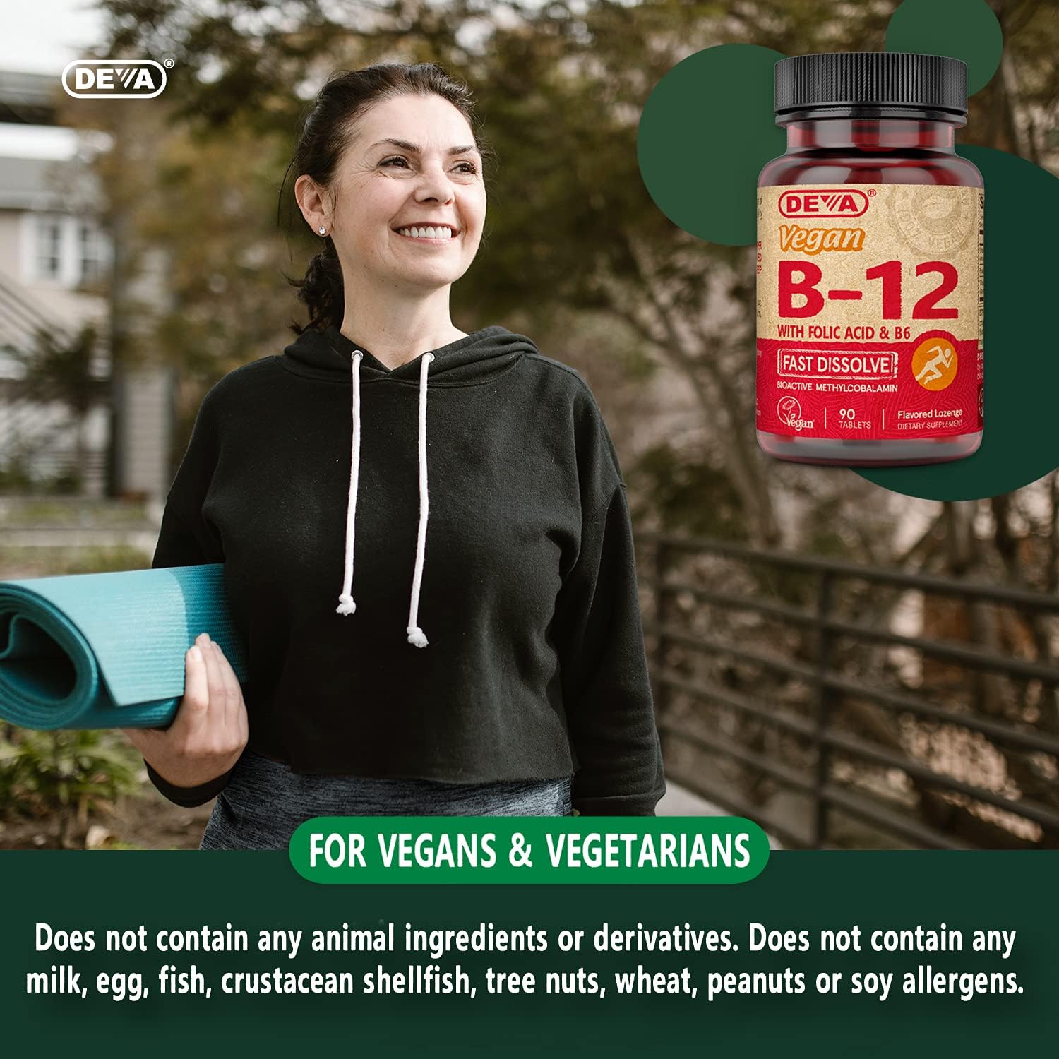 Deva Vegan Vitamin B12 Fast Dissolve Supplement – 1000 mcg Methylcobalamin with B6 & Folic Acid – Lemon Flavour – 90 Lozenges - görsel 6
