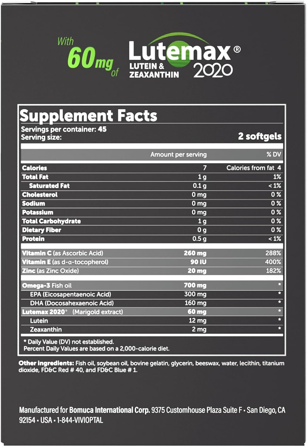 Vivioptal Lux Multivitamin & Multimineral with Lutemax 2020, Omega-3, and Zinc - 90 Softgels - görsel 3