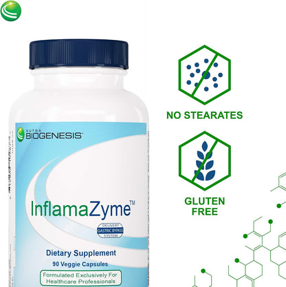 Nutra BioGenesis InfamaZyme - Digestive Enzymes for Women & Men, Pancreatin Enzyme Supplement for Digestive Health with Bromelain, Protease, Papain, Immune, Joint & Digestion Support - 90 Capsules