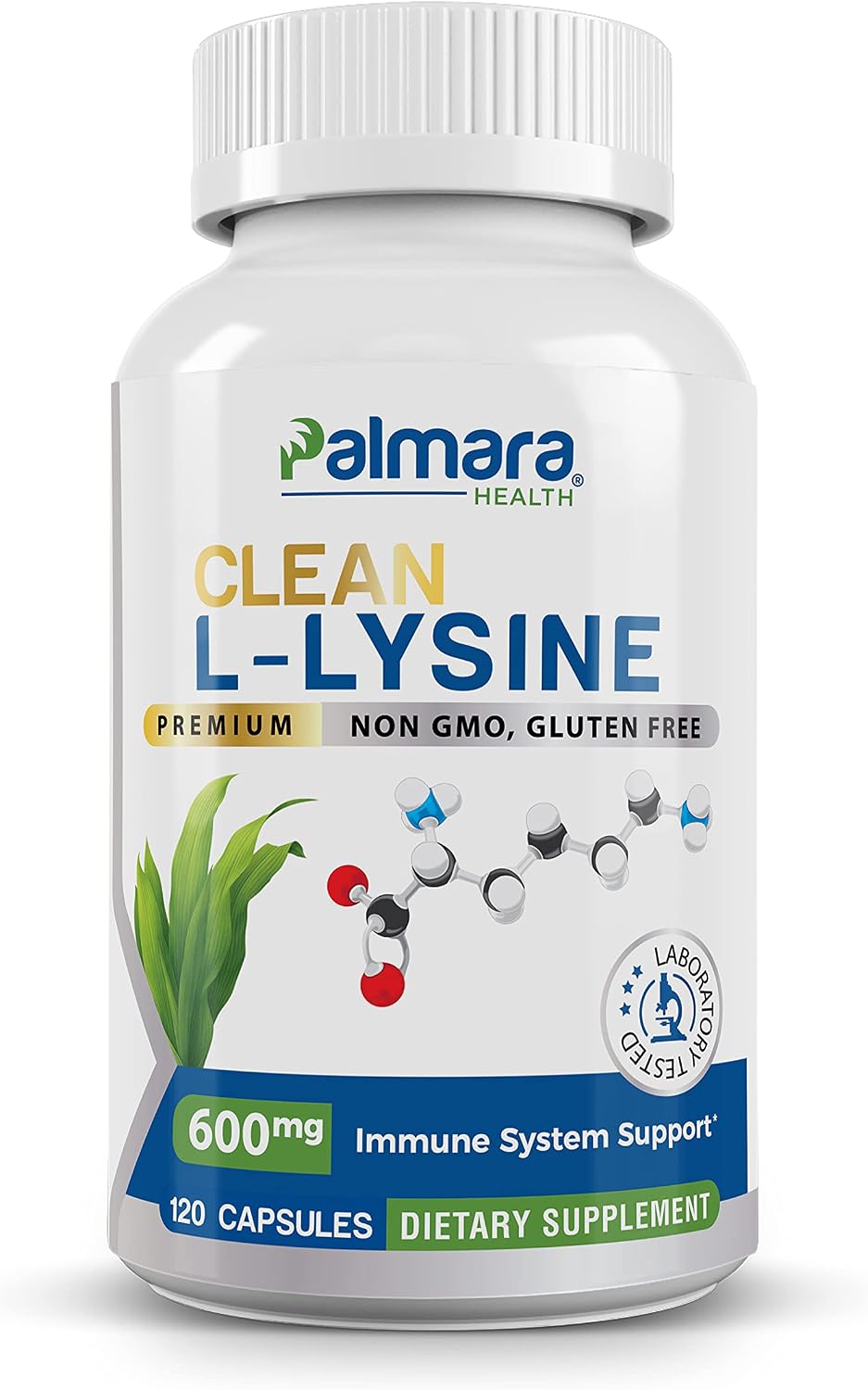 Palmara Health Clean L-Lysine 600mg, 120 Capsules - Vegan, Non-GMO, Gluten-free - görsel 1