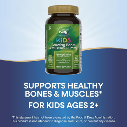 Nature's Way Kids Growing Bones and Muscles Gummies, Berry Flavoured, 60 Count