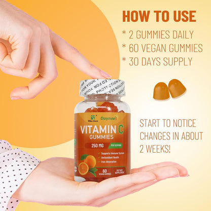 Wins Town Vitamin C Gummies 250mg, Immune & Antioxidant Support, 60 Gummies