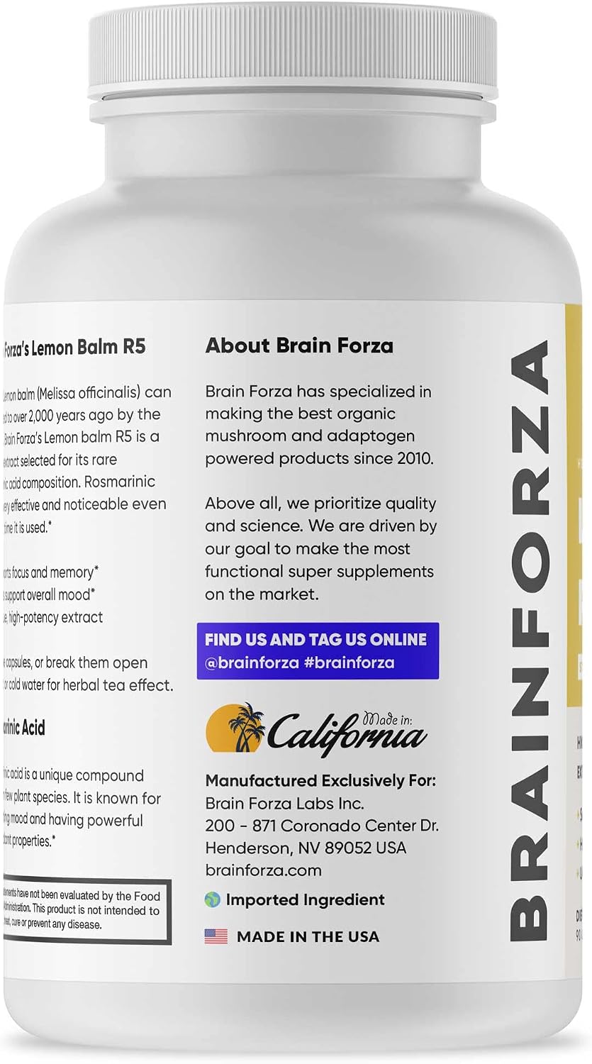 Brain Forza Lemon Balm R5 Extract Capsules - Standardised 5% Rosmarinic Acid, 90 Capsules - görsel 2