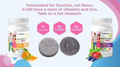 BariatricPal Multivitamin ONE - Chewable with 45mg Iron, Mixed Berry (30 Tablets)