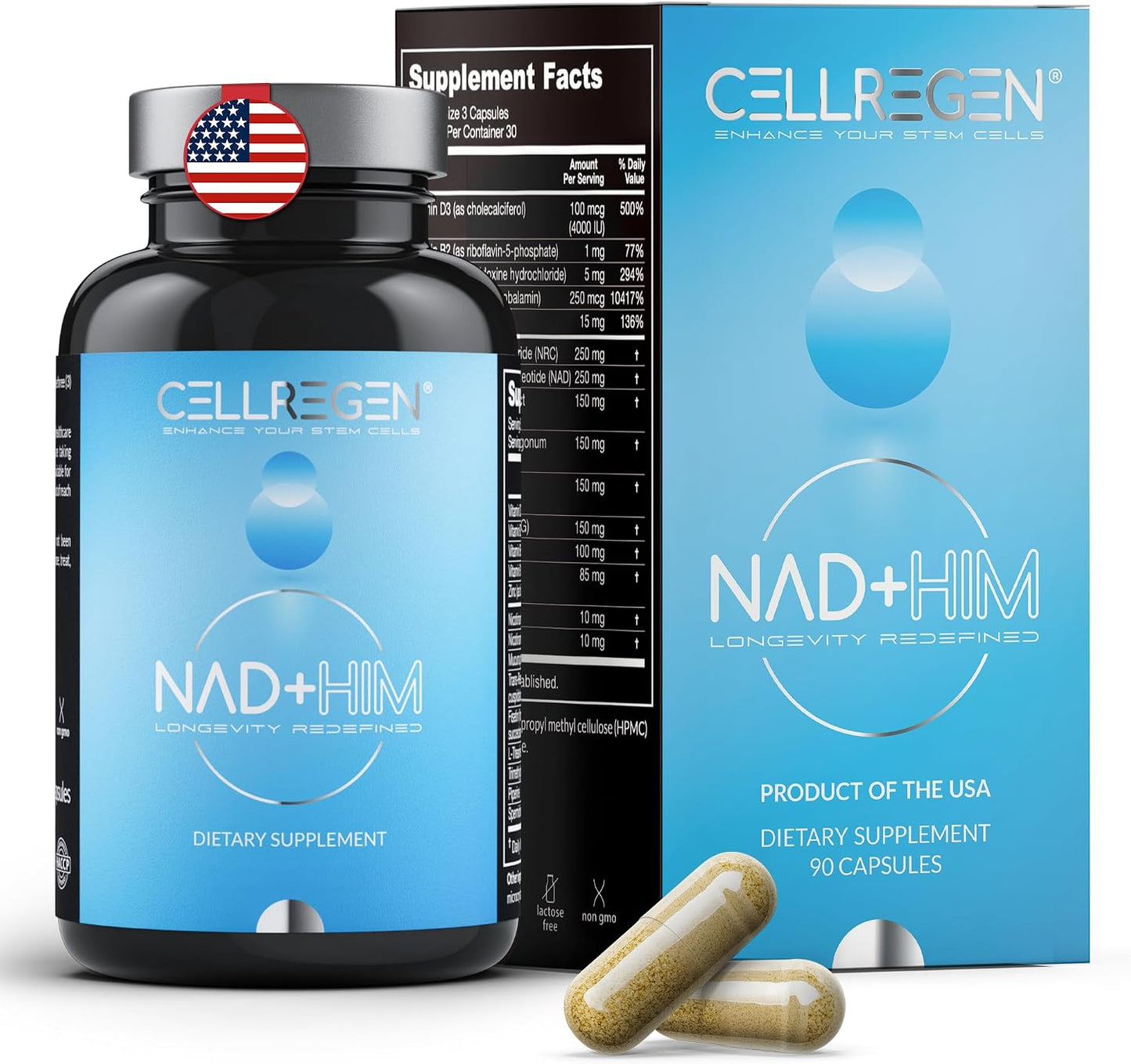 CELLREGEN NAD HIM NAD Supplement with Nicotinamide Riboside and Resveratrol for Men - görsel 1