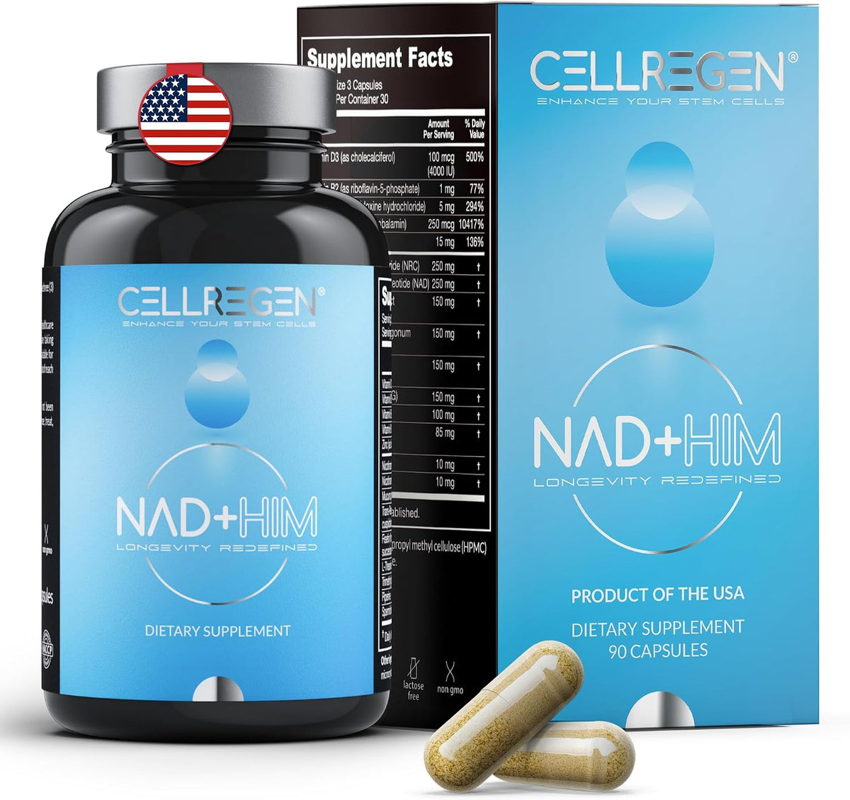CELLREGEN NAD HIM NAD Supplement with Nicotinamide Riboside and Resveratrol for Men - görsel 1