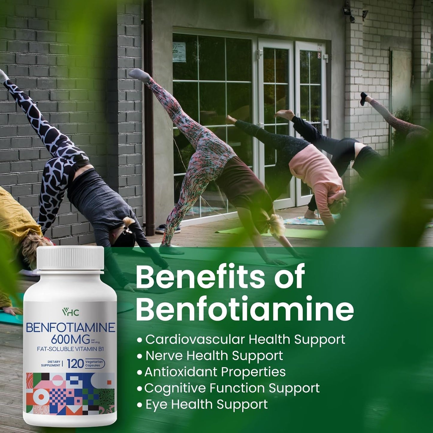 VHC Vitamin B1 Benfotiamine 600mg Supplement - 5x More Bio-available Fat-Soluble Thiamine - Maximum Boost of Bio-available Thiamine Levels Vegetable Capsules, Non-GM, Soya-free - Made in the USA (120 Capsules) - görsel 5